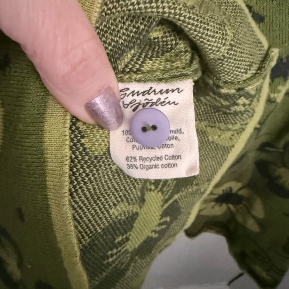 Gudrun Sjoden Green Floral Cardigan Size M Organic Cotton - Picture 5 of 8